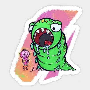 Hungry worm Sticker